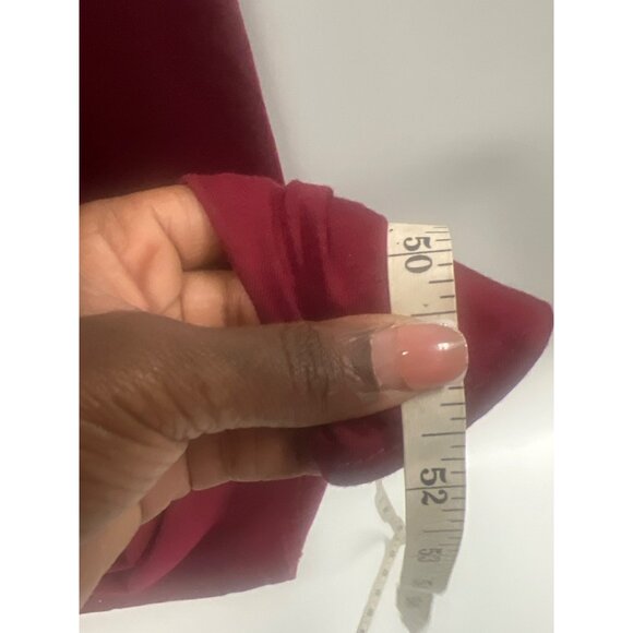 Casual Red Midi Dress Short Sleeves V-Neck Relaxed Fit - Picture 5 of 6